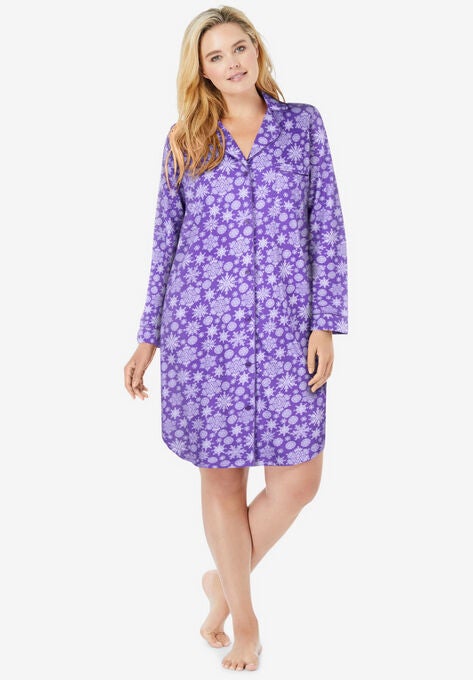 Knit Sleep Shirt , PLUM BURST HOLIDAY SNOW, hi-res image number null