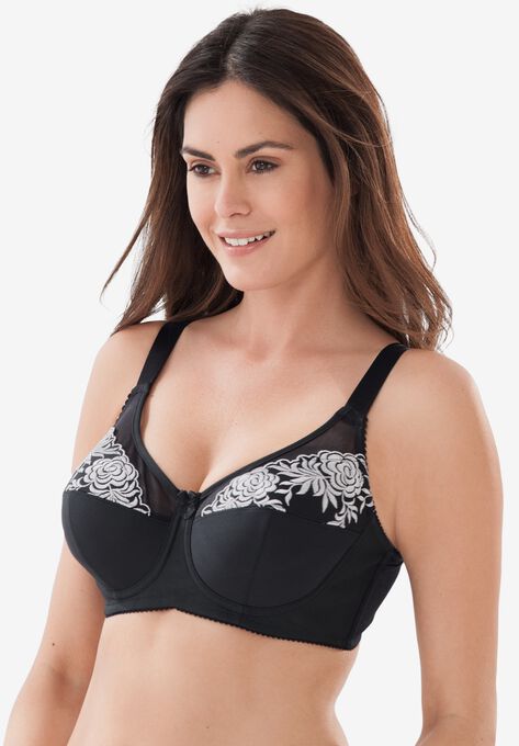 Elila Embroidered Wireless Bra Plus Sizefull Coverage Bras