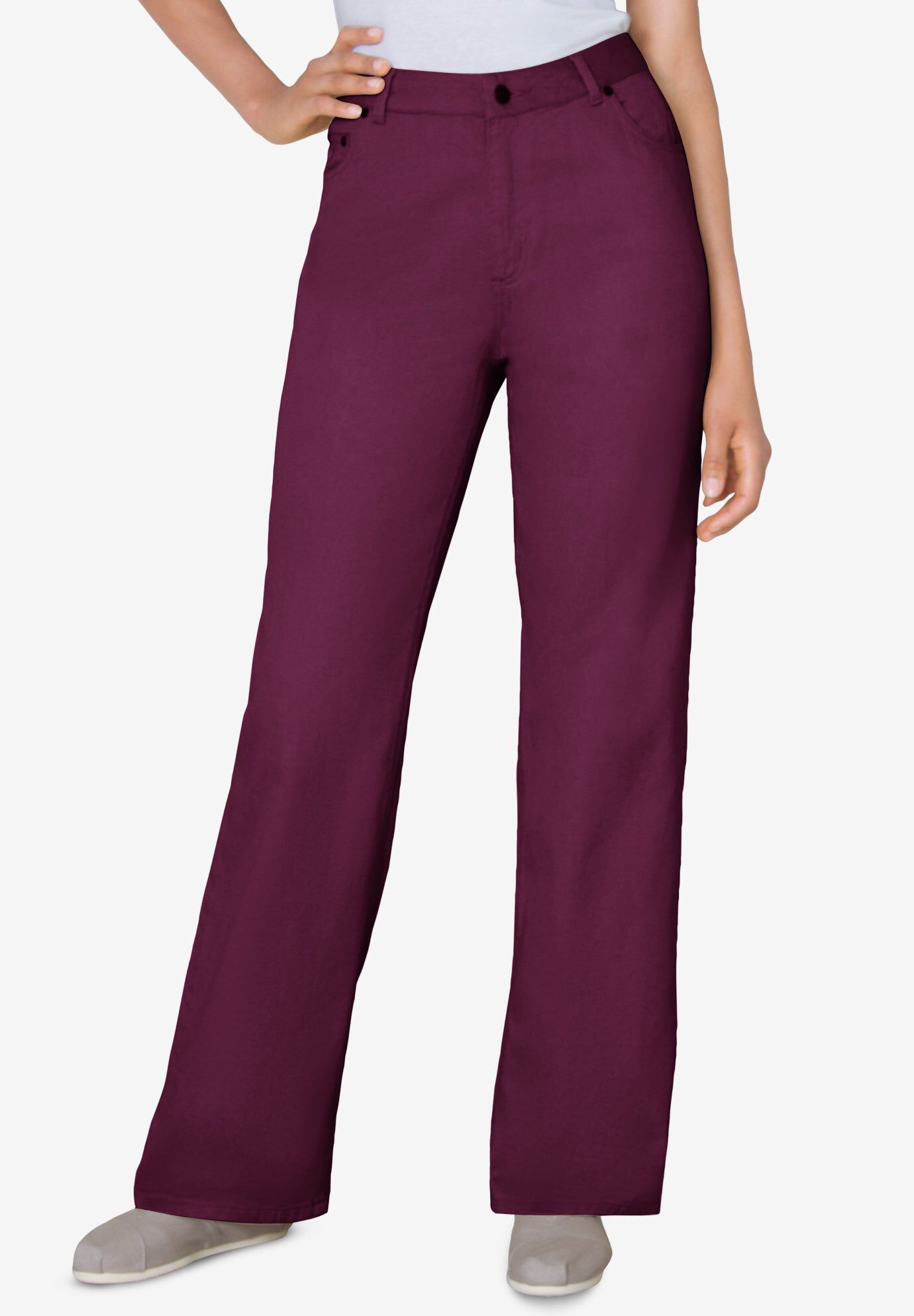 Perfect Relaxed All-Cotton Denim Five-Pocket Jeans, DEEP CLARET, hi-res image number 0