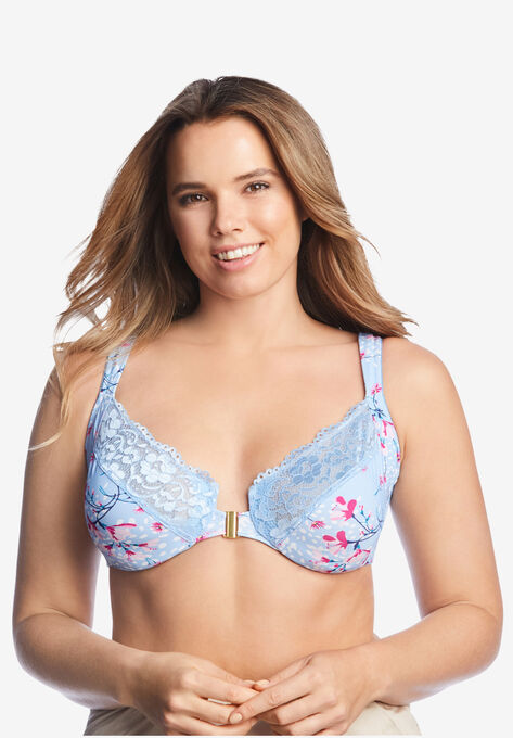 Micro Lace Front hook Bra, SKY BLUE LILLIES, hi-res image number null