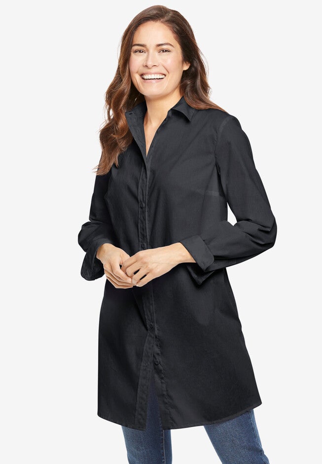 Perfect Long-Sleeve A-line Tunic, BLACK, hi-res image number 0