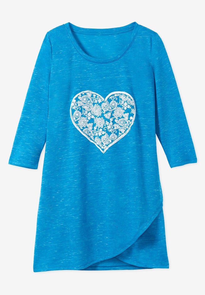 Marled Tulip Hem Layered Tunic, , alternate image number 1