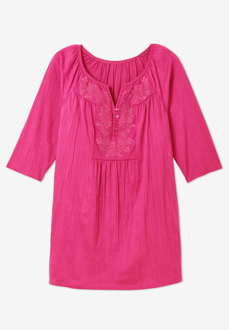 Embroidered Crinkle Tunic, , alternate image number null