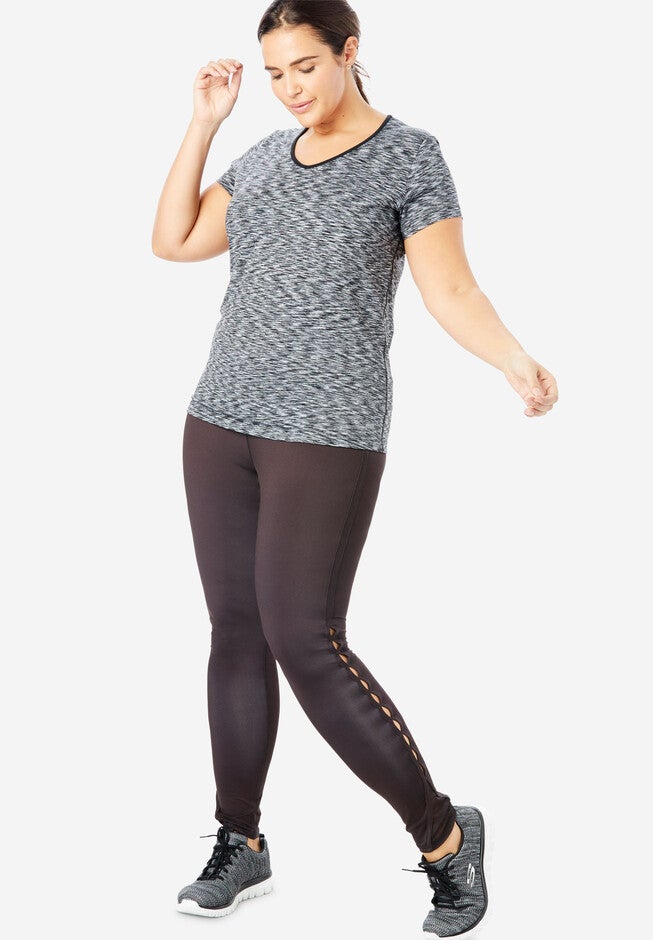 Peached Knit Tee , BLACK WHITE SPACE DYE, hi-res image number 0