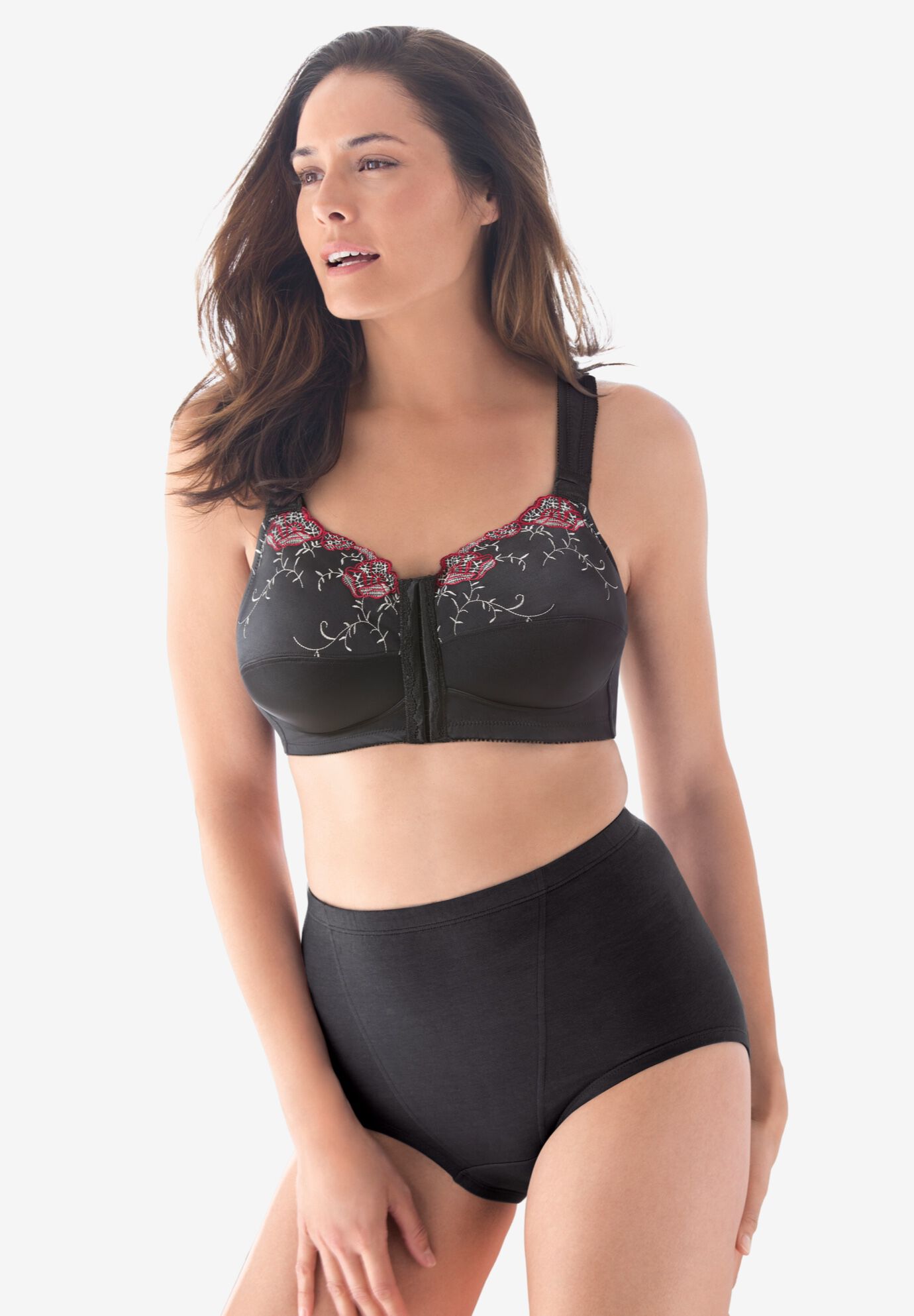 Front-Close Embroidered Wireless Posture Bra, , alternate image number 5