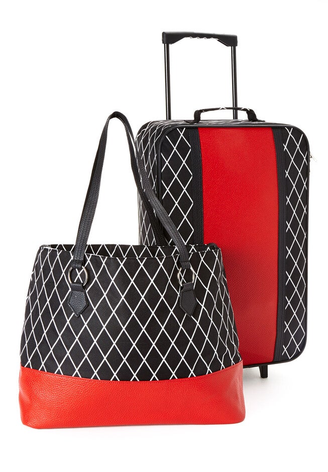 Rolling Trolley and Tote Set, BLACK DIAMOND PRINT, hi-res image number null