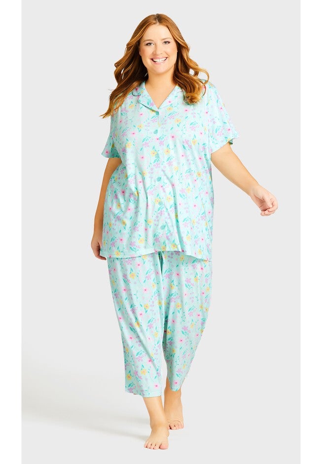 Button Up Sleep Top, FLORAL, hi-res image number null
