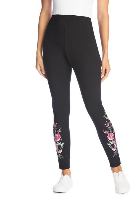Stretch Cotton Embroidered Legging, , alternate image number null
