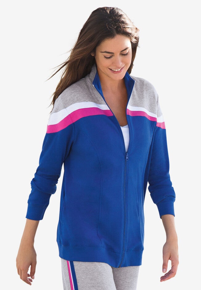 Colorblock Jacket, BRIGHT COBALT STRIPE, hi-res image number 0