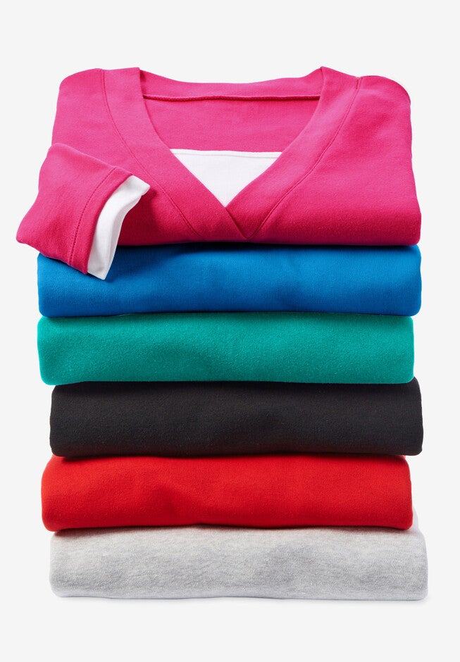 Long-Sleeve Layered-Look V-Neckline Tunic, , alternate image number 3