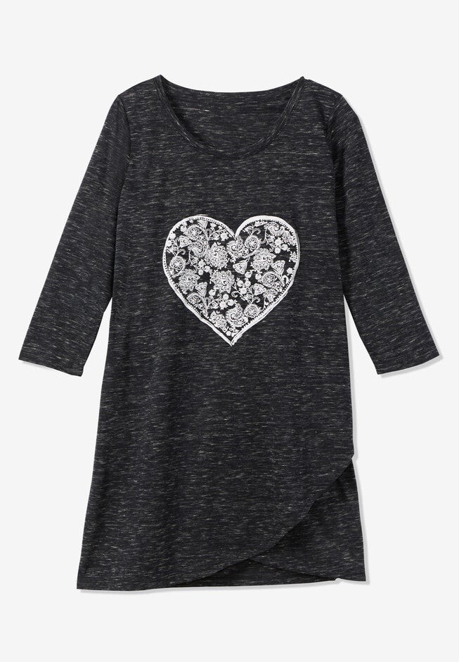 Marled Tulip Hem Layered Tunic, , alternate image number 2