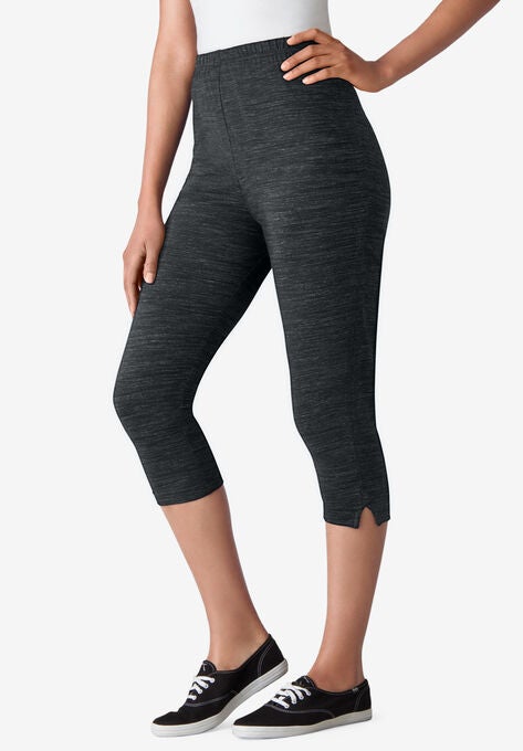 Stretch Cotton Capri Legging, HEATHER CHARCOAL, hi-res image number null