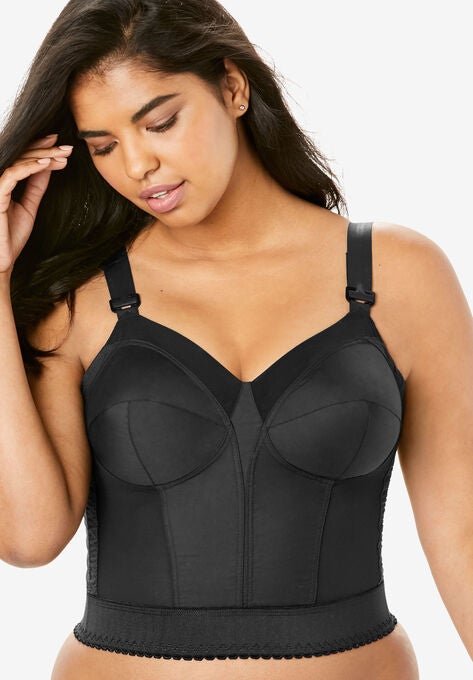 Front-Close Wireless Longline Posture Bra, BLACK, hi-res image number null
