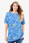 Perfect Printed Short-Sleeve Boatneck Tunic, , alternate image number null