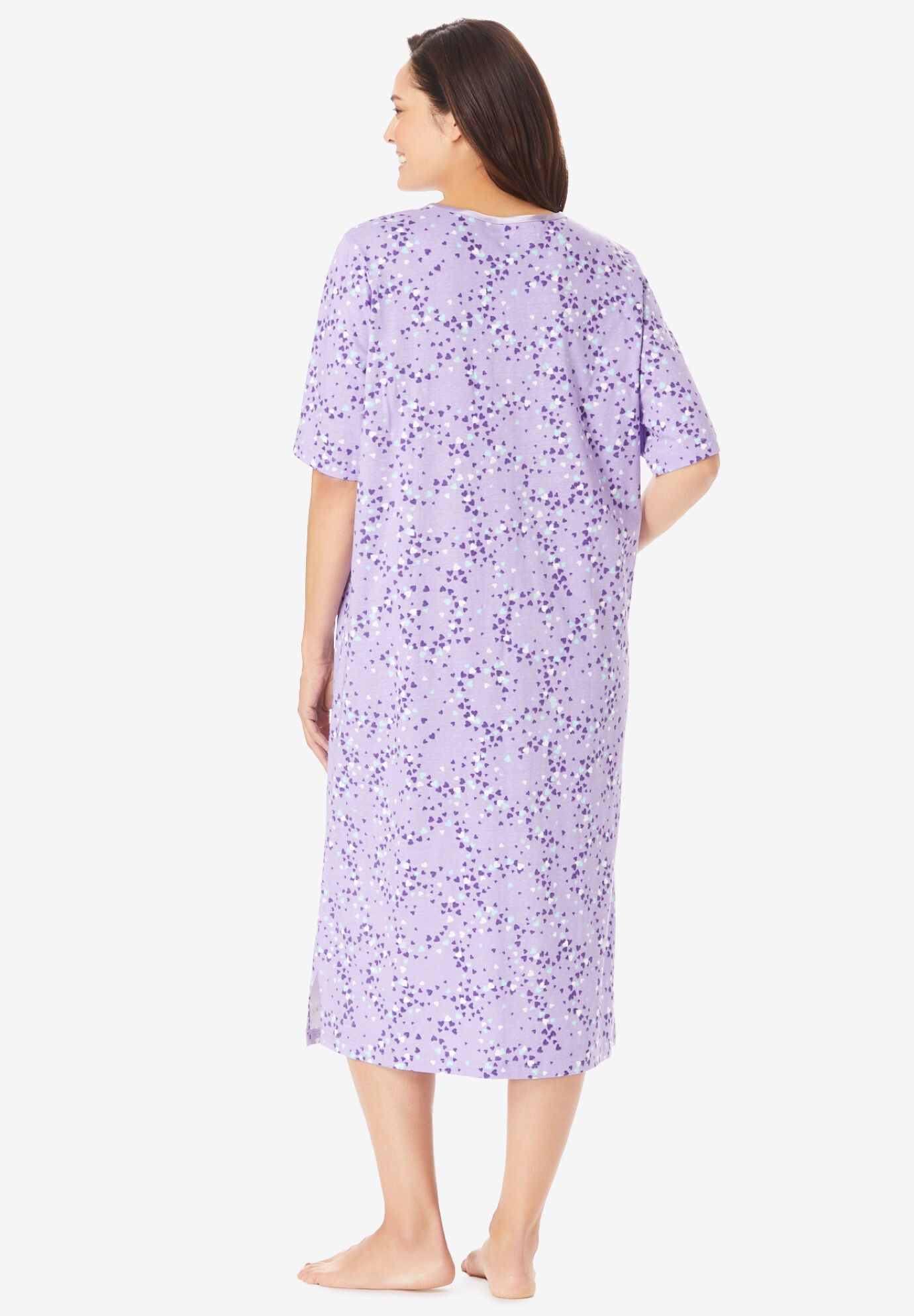 Long Tagless Sleepshirt, SOFT IRIS HEARTS, on-hover image number 1