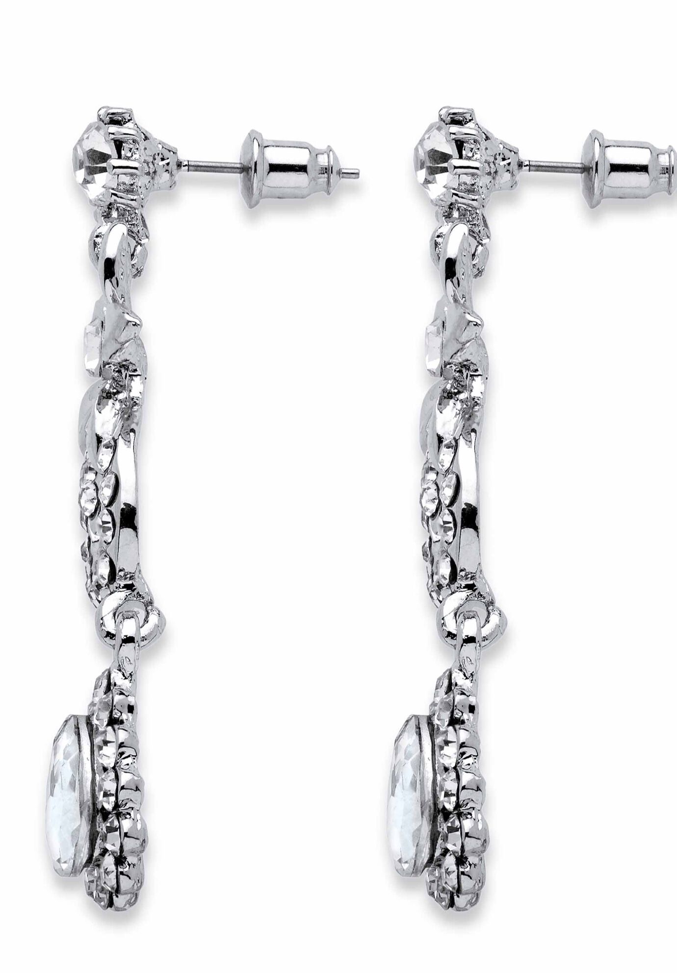 Silver Tone Swirl and Flower Bib Necklace and Bracelet Set, Crystal, , on-hover image number 1