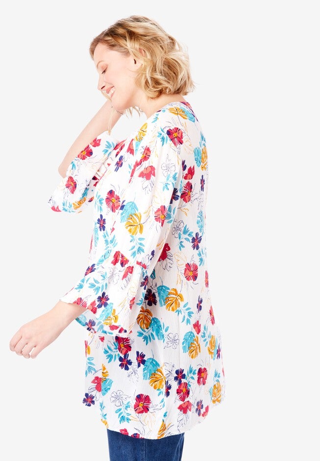 Gauze Bell Sleeve Blouse, , alternate image number 2
