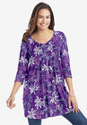 V-Neck Pintucked Tunic, , alternate image number null
