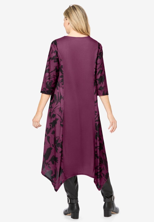 Mixed Media Hanky Hem Dress, , on-hover image number null