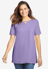 Perfect Printed Short-Sleeve Keyhole Tee, , alternate image number null