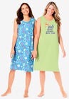 2-Pack Sleeveless Sleepshirt , PASTEL LIME BEACH, hi-res image number null