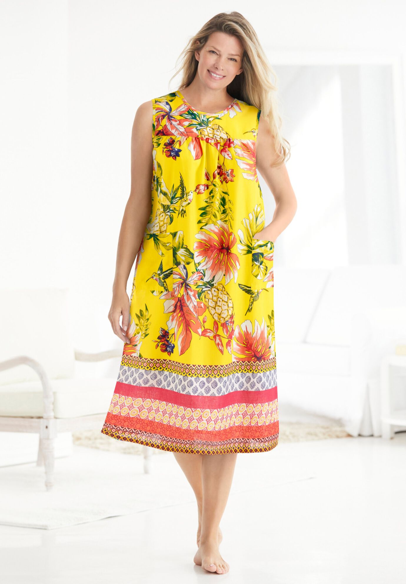 Sleeveless Print Lounger, , on-hover image number 1