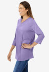 Perfect Three-Quarter Sleeve V-Neck Tee, , alternate image number null