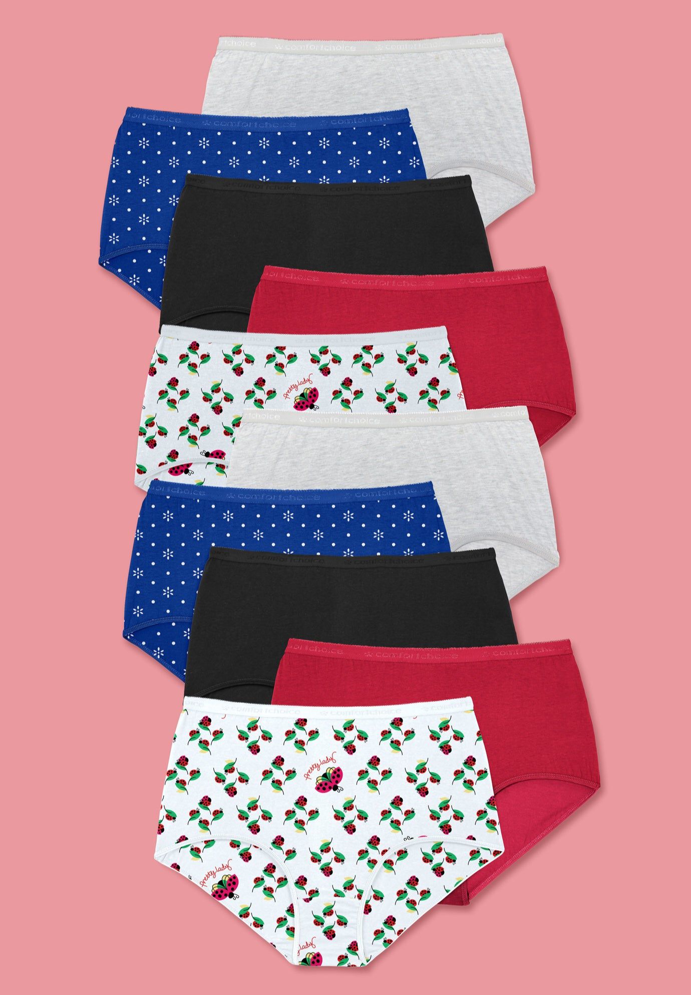 Full Coverage Cotton Brief 10-Pack, GEO DOT PACK, hi-res image number 0