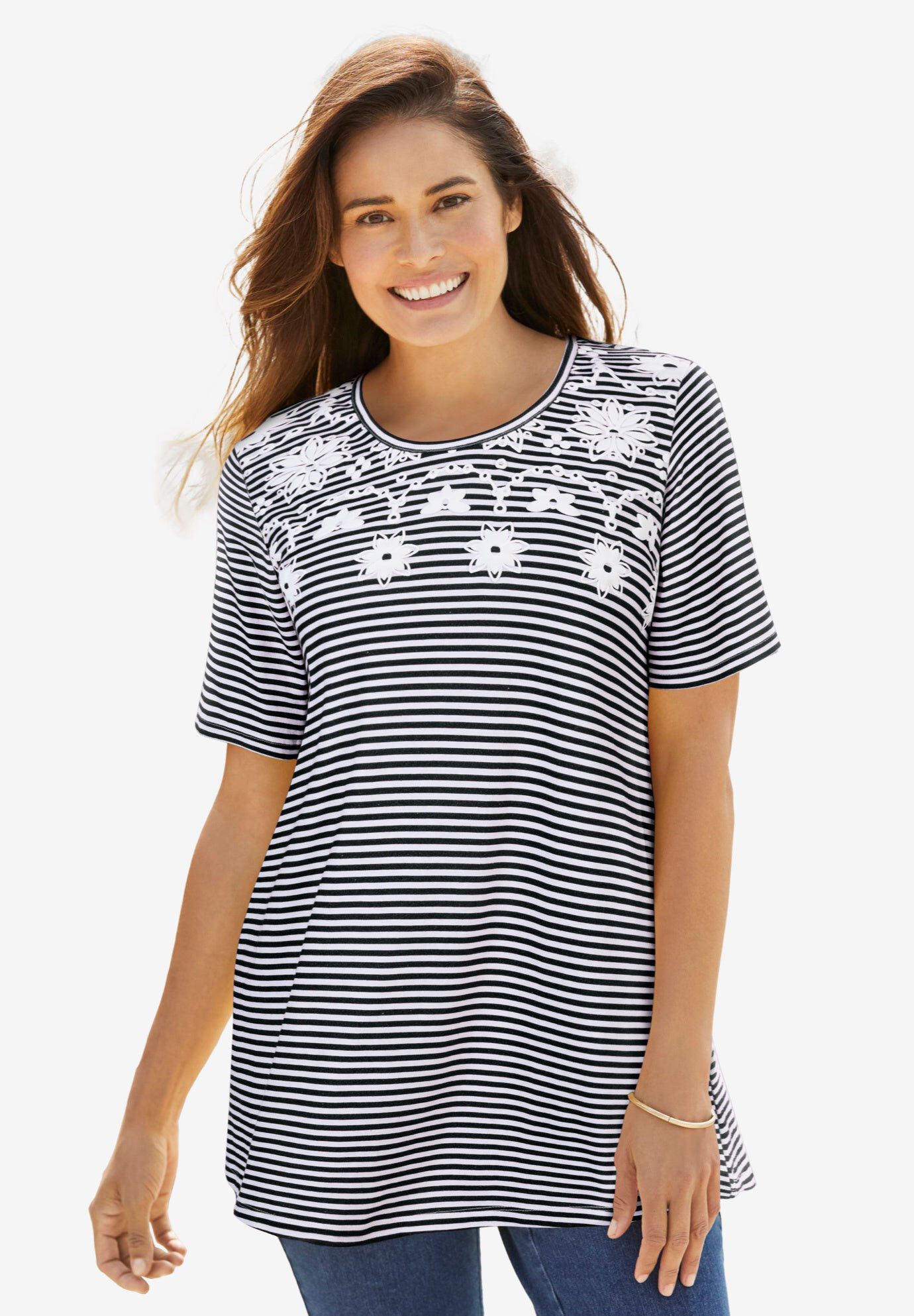 Striped Tee, BLACK MINI STRIPE, hi-res image number 0