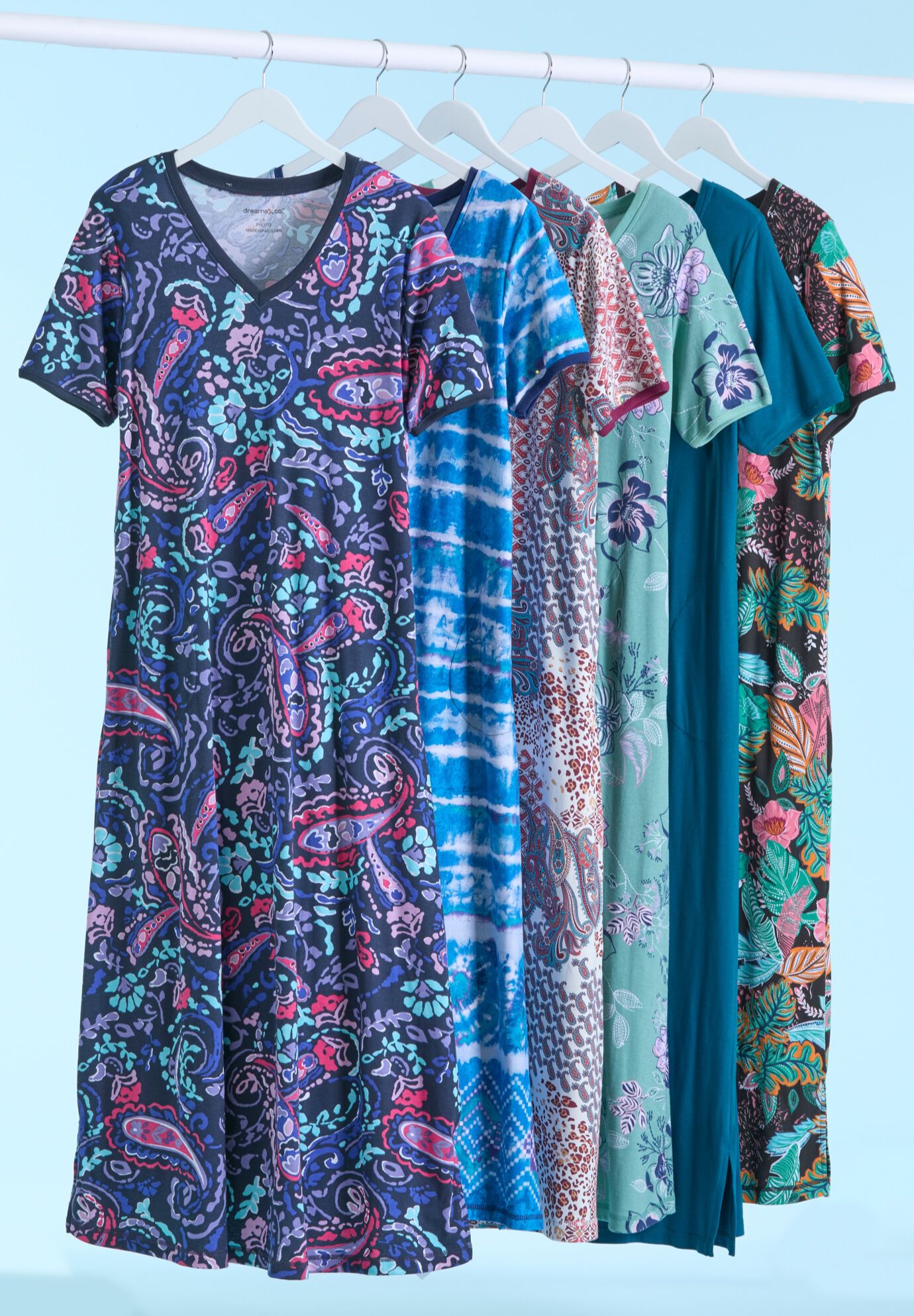 V-Neck Short Sleeve Maxi T-Shirt Lounger, , alternate image number 3