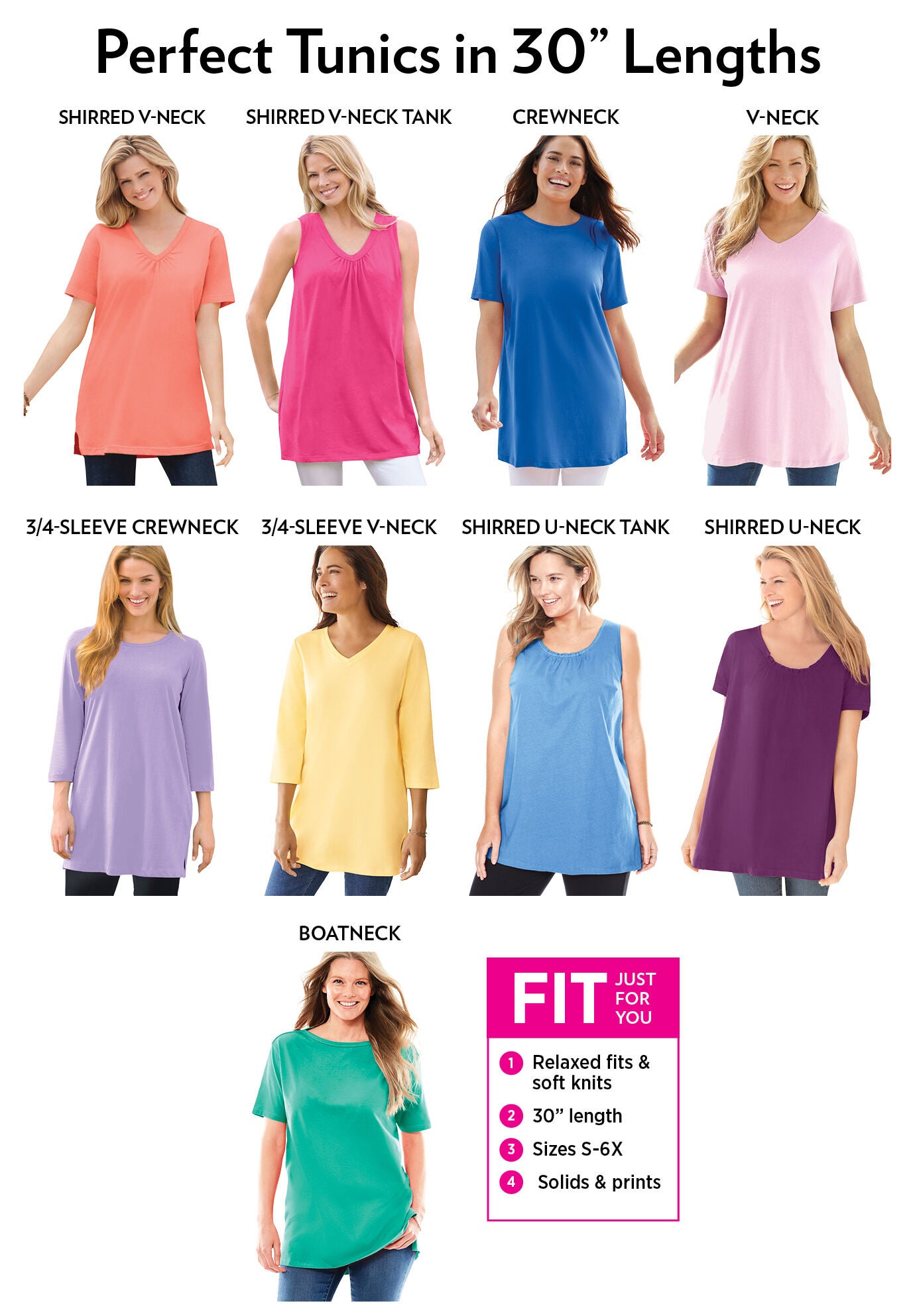 Perfect Short-Sleeve Shirred U-Neck Tunic, , alternate image number 3