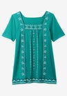 Embroidered Square Neck Tee, , alternate image number null