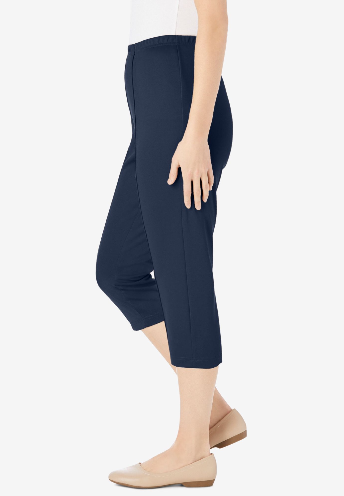 The Hassle-Free Soft Knit Capri, NAVY, alternate image number 2