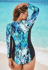 Zip-Front Colorblock Swimsuit, , on-hover image number null
