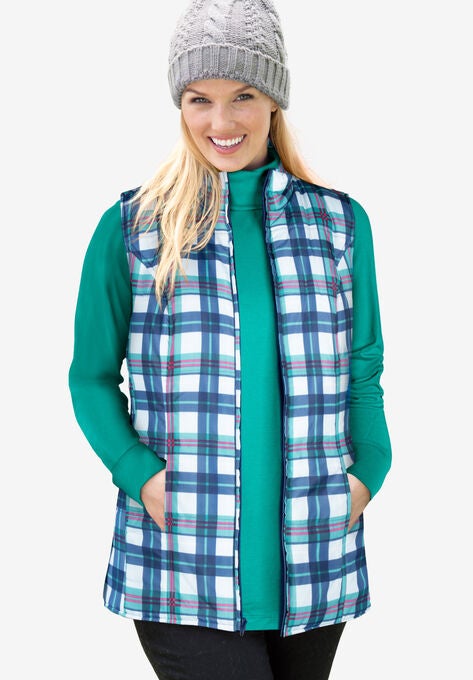 Quilted Vest, ICE BLUE PLAID, hi-res image number null