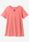 Perfect Printed Short-Sleeve Keyhole Tee, , alternate image number null