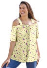Printed Cold-Shoulder Blouse, , alternate image number null