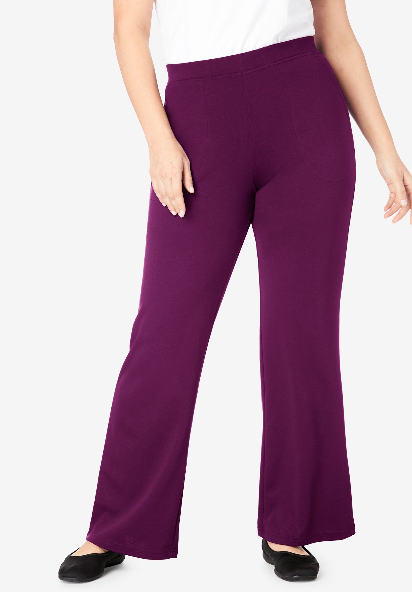 Woman Within Womens Plus Size Tall Straight Leg Ponte Knit Pant