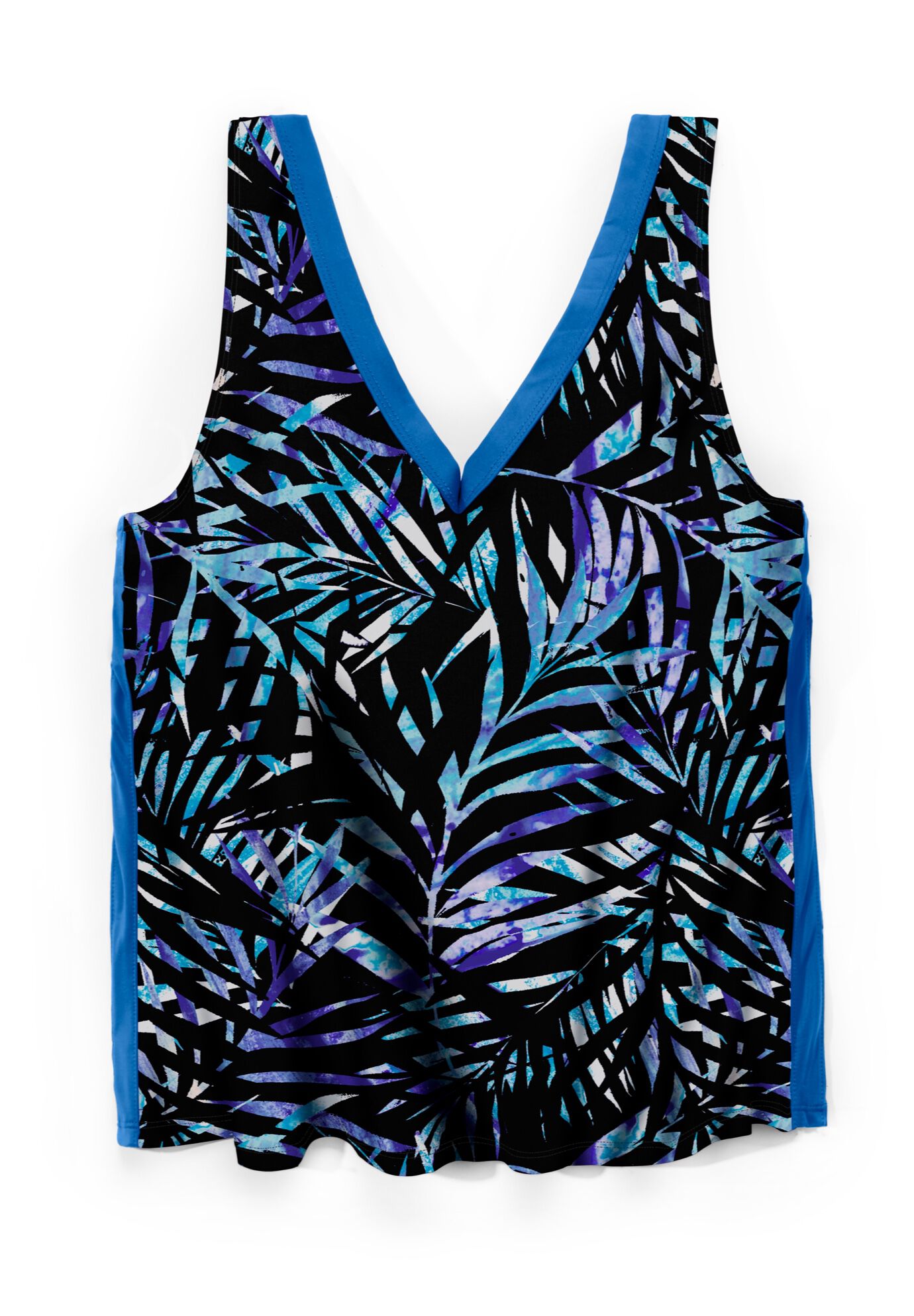 2-Piece Swim Skirtini Set, BLUE PAINTERLY LEAVES, alternate image number 3