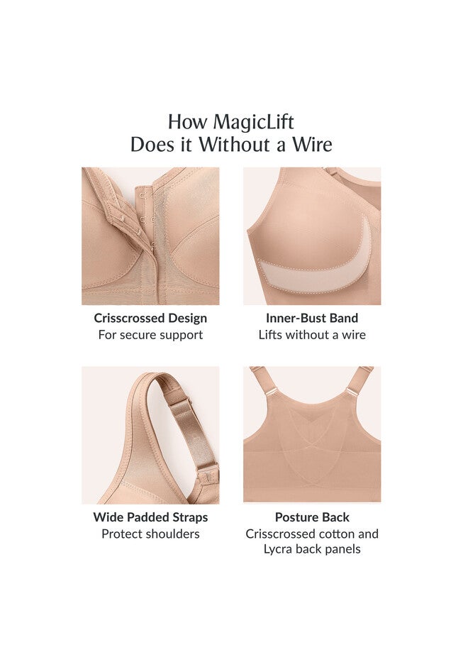 Glamorise® Magic Lift® Front-Close Posture Wireless Bra 1265, , alternate image number 7