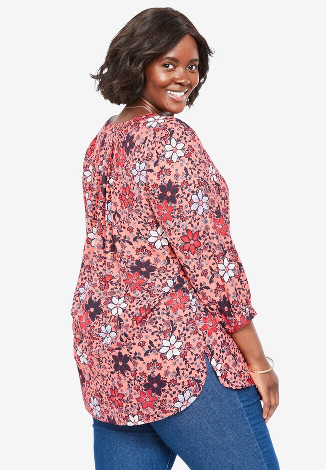 Mandarin Pleat-Back Blouse, , alternate image number 2