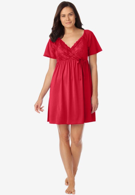 Short-Sleeve Lace Top Gown, CLASSIC RED, hi-res image number null