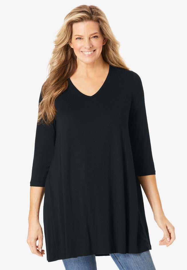 Pleat Back Tunic, BLACK, hi-res image number null