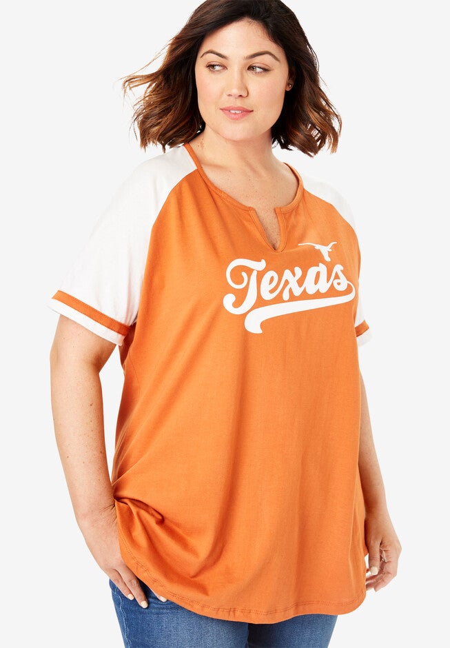NCAA Notch Neck Raglan Tee, TEXAS, hi-res image number null