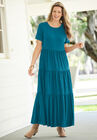 Short-Sleeve Tiered Dress, , on-hover image number null