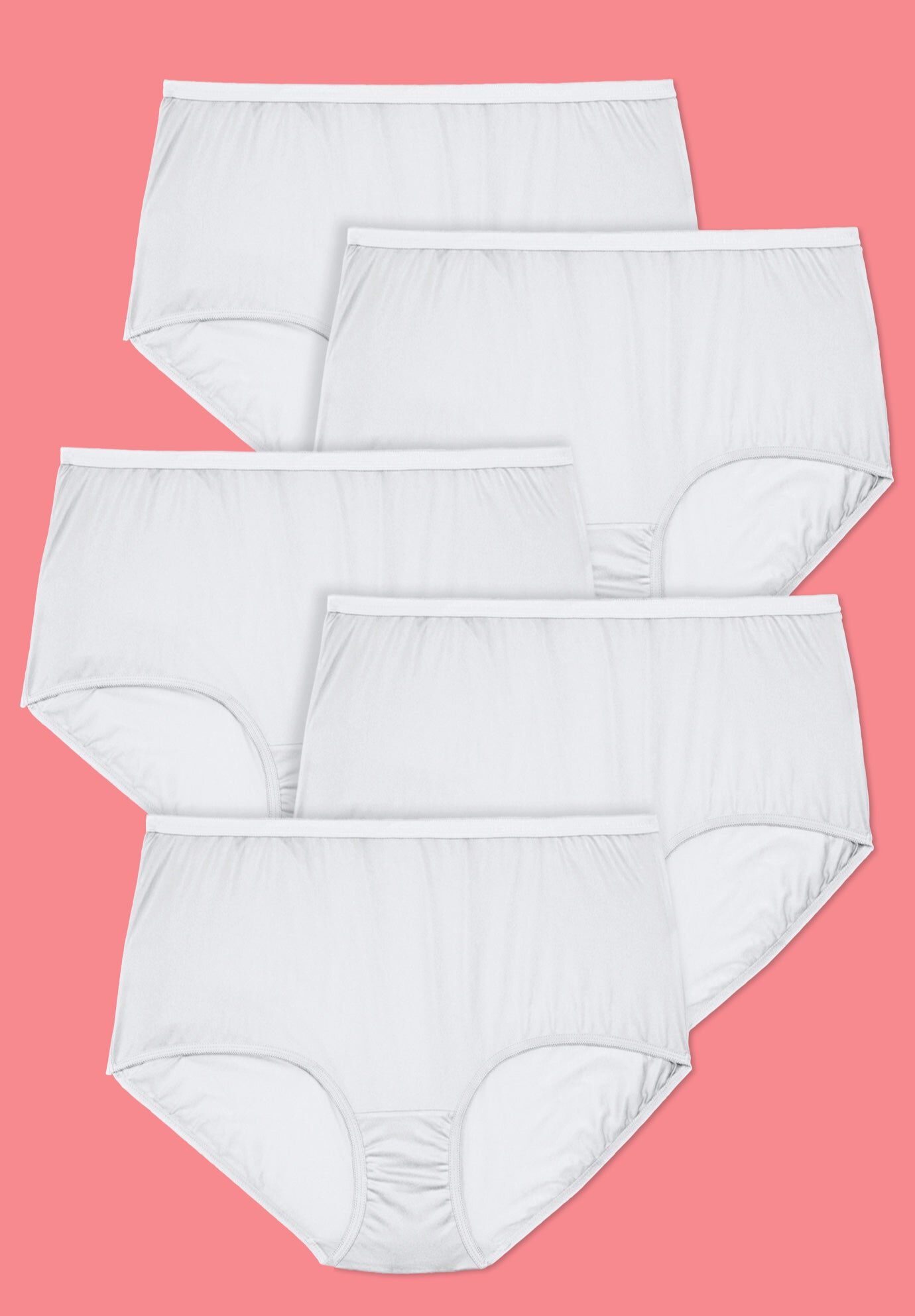 Full Coverage Nylon Brief 5-Pack, WHITE PACK, hi-res image number 0