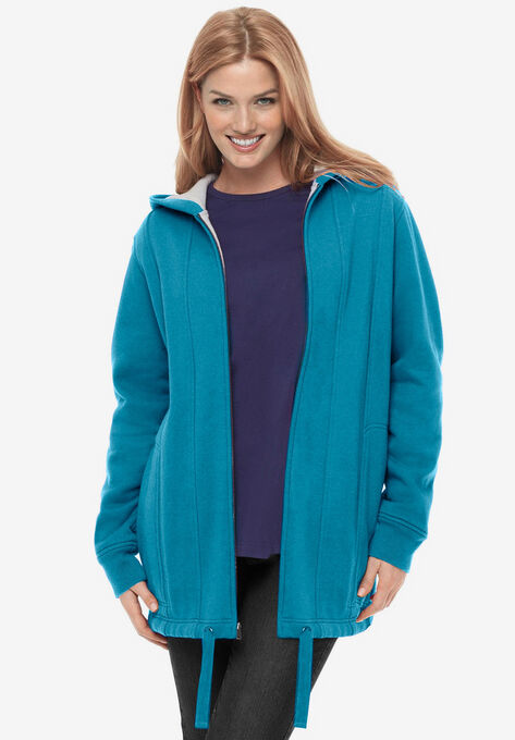 Thermal Lined Fleece Hoodie, TURQ BLUE, hi-res image number null