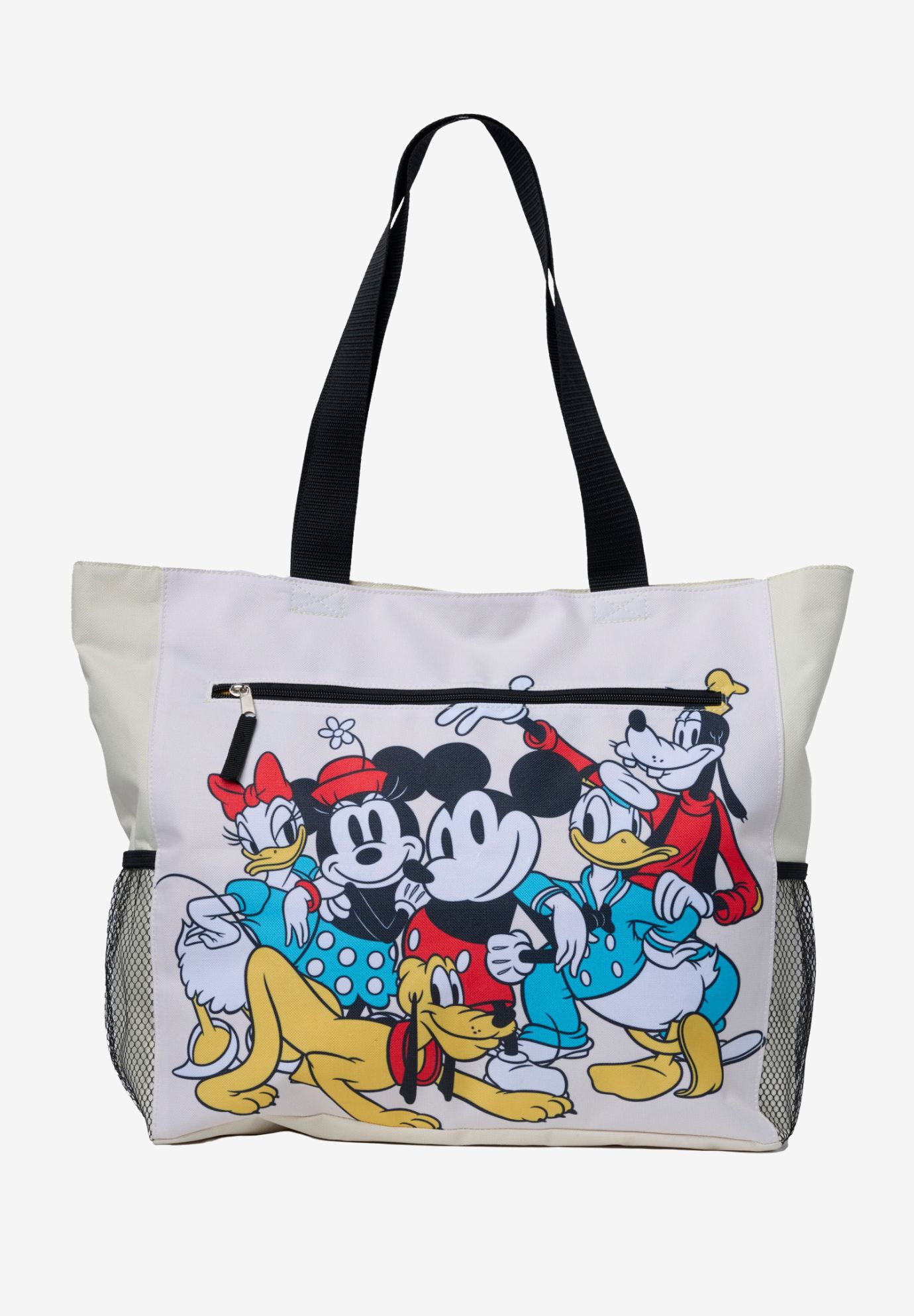 Disney Mickey & Friends Women's Zippered Beach Travel Tote with Bottle Pockets, WHITE, hi-res image number 0
