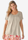 Crochet-Trim Knit Top, NATURAL KHAKI, hi-res image number null