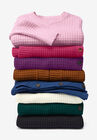 Side Button V-Neck Waffle Knit Sweater, , alternate image number null